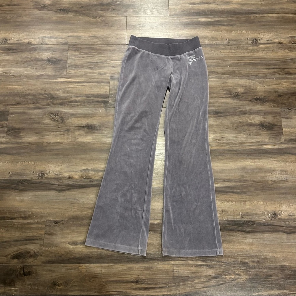 Guess Charcoal Grey Velour Flare Pants - Picture 2 of 8
